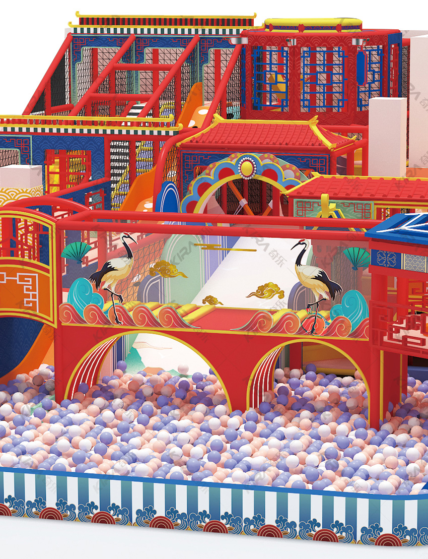 依照親子樂園游樂項目的特點融入其中，充分發(fā)揮了國潮風元素的視覺沖擊，呈現(xiàn)出一幅充滿國風色彩的絢麗畫卷