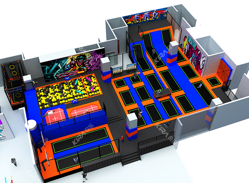 該運(yùn)動(dòng)公園主要以蹦床為主，另外還有攀爬拓展，鐳射對(duì)戰(zhàn)，VR互動(dòng)，自由蹦床，扣籃蹦床區(qū)等等